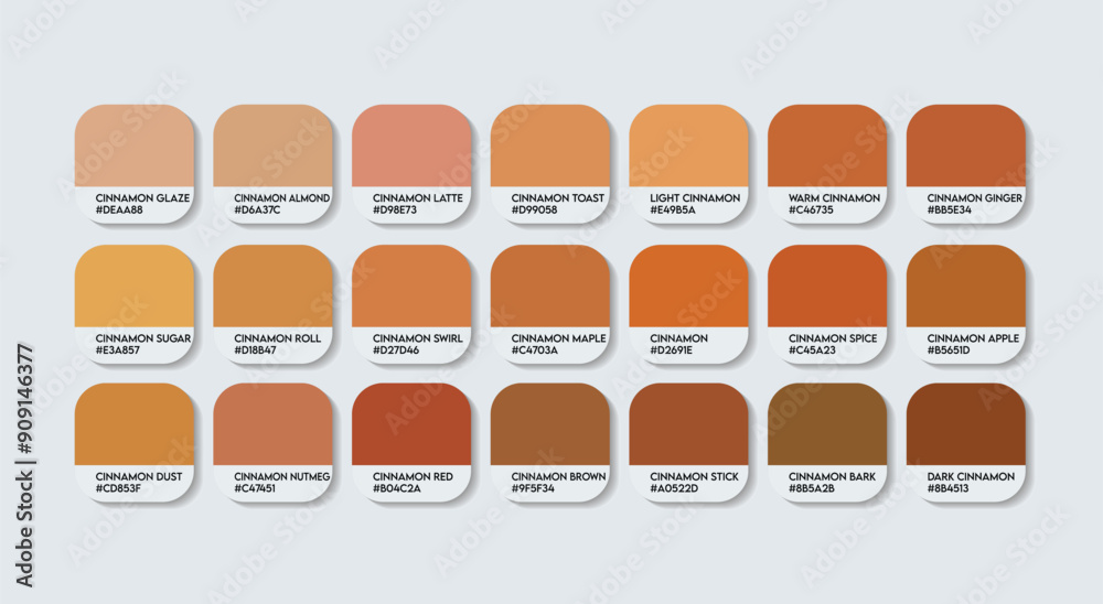 Cinnamon Color Palette, Cinnamon Color Guide Palette with Color Names ...