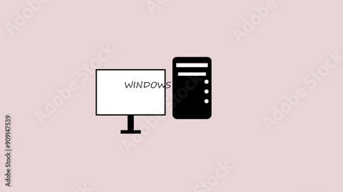 windows animation with solid color background photo