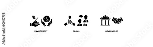 ESG banner web icon vector illustration for Environment Social Governance of corporate sustainability performance for investment screening