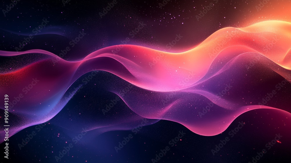 Abstract Cosmic Wave with Glowing Particles Abstract Cosmic Wave with Glowing Particles