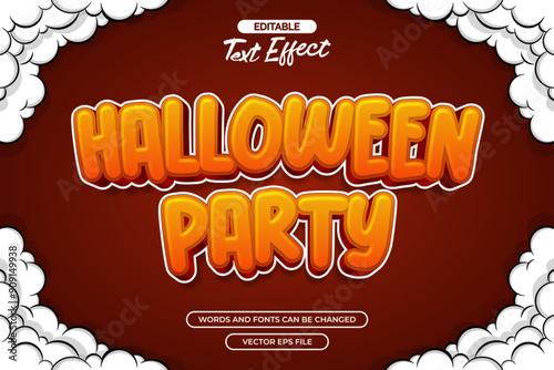 Halloween party editable text effect vector