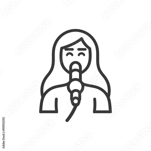 Woman Singing into a Microphone with Long Hair