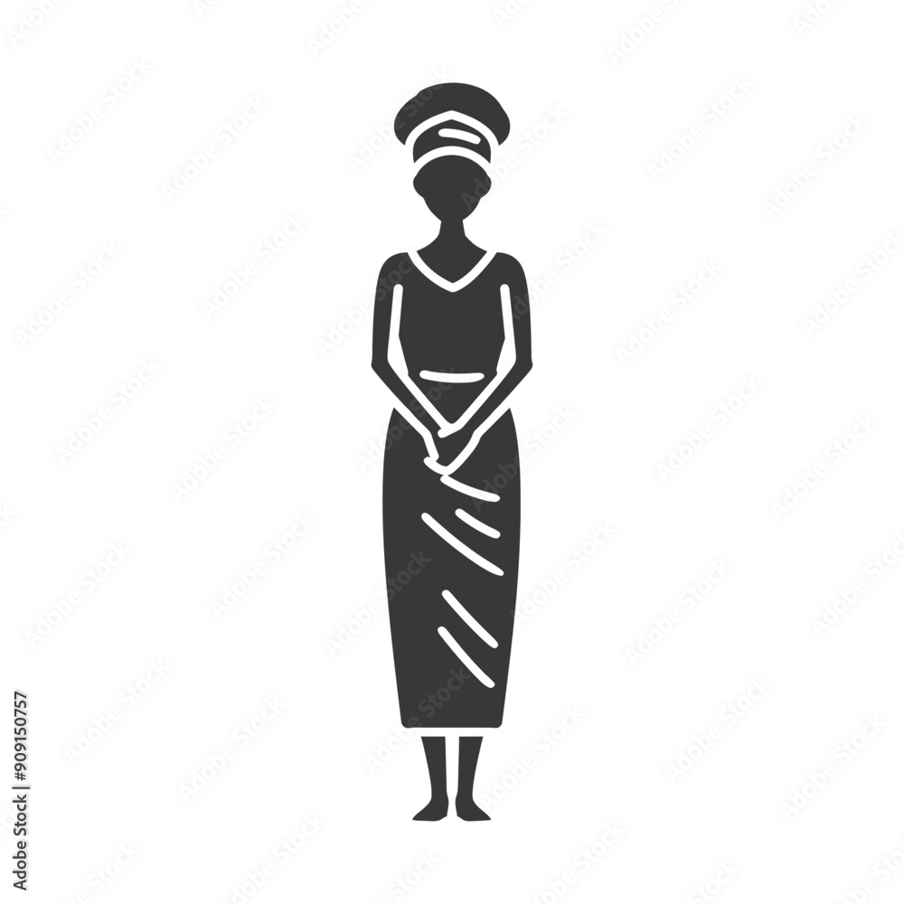 Woman Wearing Traditional African Clothing with Headscarf Woman Wearing Traditional African Clothing with Headscarf