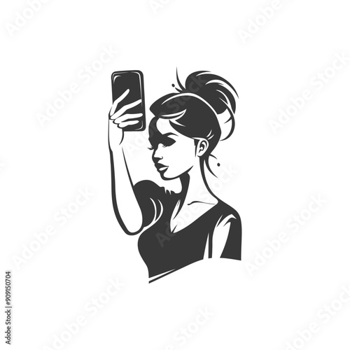 Woman Taking a Selfie with a Smartphone