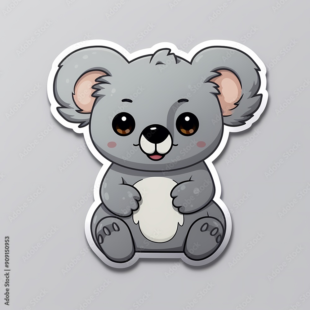An adorable cartoon koala with big eyes, perfect for merchandise and children's products. An adorable cartoon koala with big eyes, perfect for merchandise and children's products.