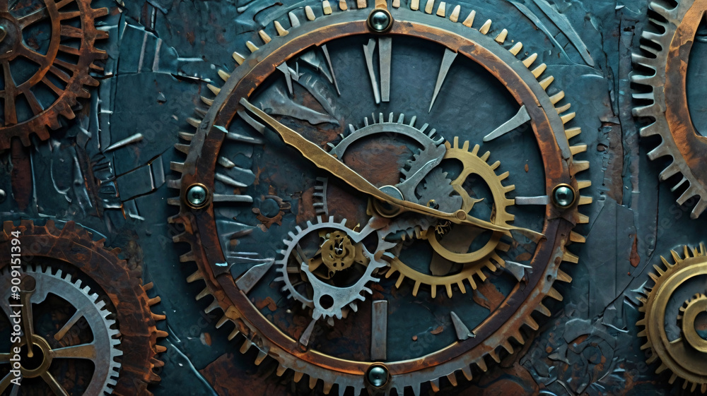gears and a large clock, ai generated gears and a large clock, ai generated