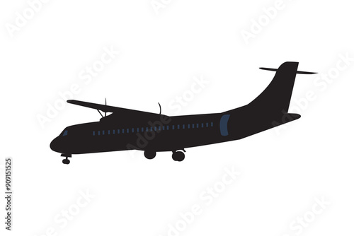 Airplane isolated on white vector. Silhouette of a domestic airplane.