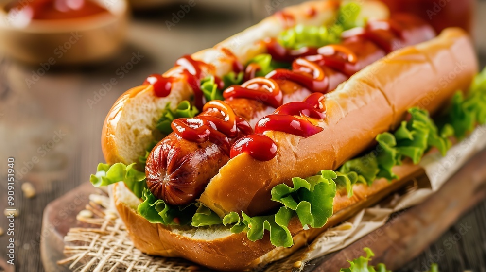 hot dog: a savory sausage, lettuce, and sauce sandwich, Generative AI. hot dog: a savory sausage, lettuce, and sauce sandwich, Generative AI.