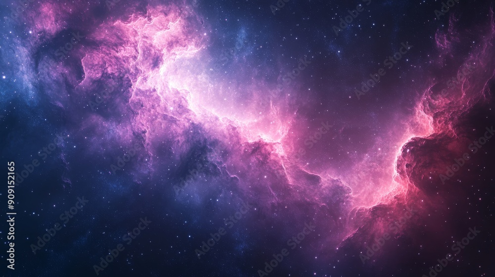 Cosmic Nebula with Pink and Blue Hues and Scattered Stars Cosmic Nebula with Pink and Blue Hues and Scattered Stars