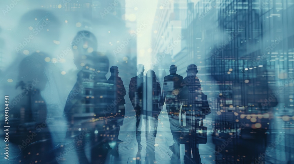 Multiple exposure of a business team collaborating. Multiple exposure of a business team collaborating.