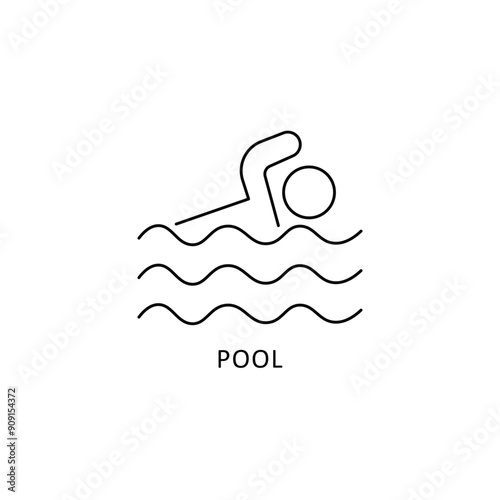 Pool Icon: Swimming and Water Fitness Exercise Symbol.