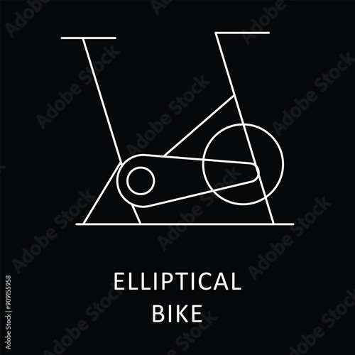 Elliptical Bike Icon: Cardio Training and Fitness Equipment Symbol.