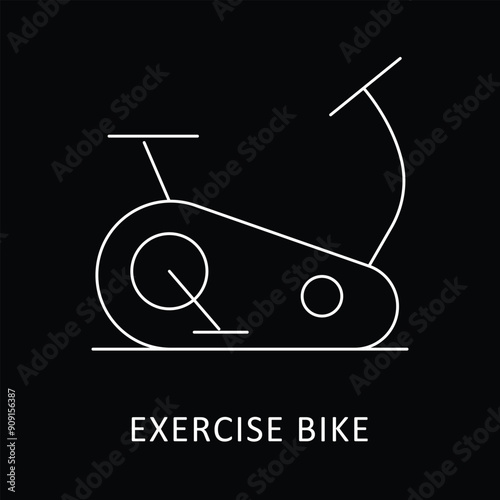 Exercise Bike Icon: Cardio Workout and Fitness Equipment Symbol.