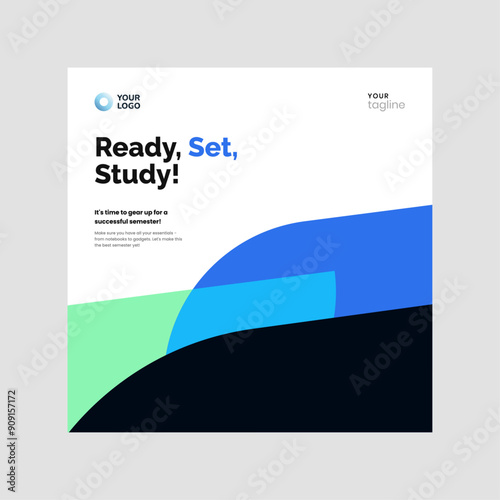 Colorful vector template for college semester announcement featuring customizable sections for text and images.