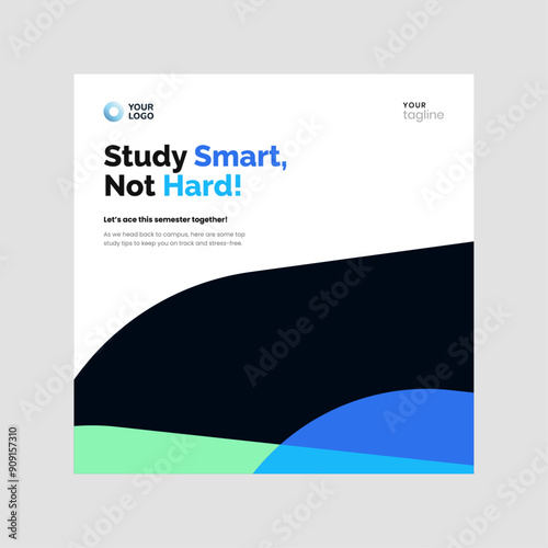 Colorful vector template for college semester announcement featuring customizable sections for text and images.