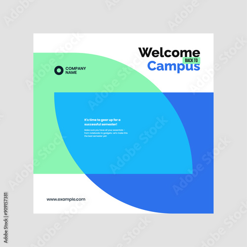 Colorful vector template for college semester announcement featuring customizable sections for text and images.