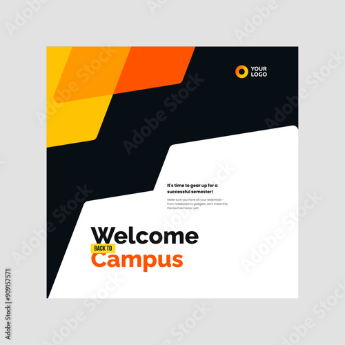 Colorful vector template for college semester announcement featuring customizable sections for text and images.