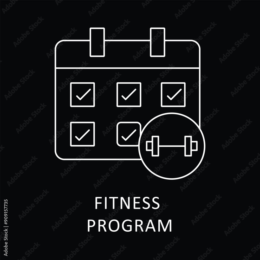 Fitness Program Icon: Workout Plan and Exercise Routine Symbol. Fitness Program Icon: Workout Plan and Exercise Routine Symbol.