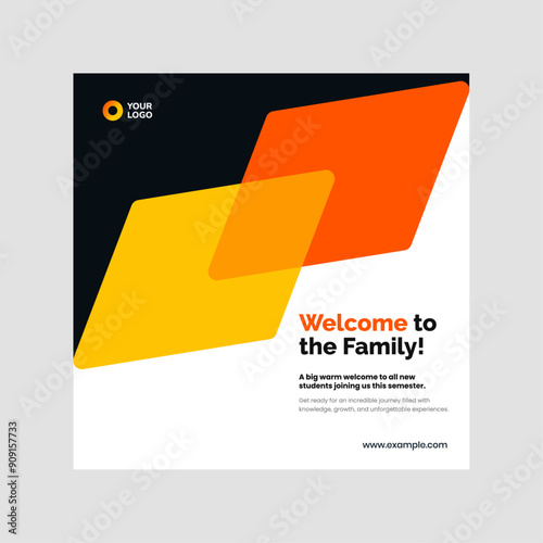 Colorful vector template for college semester announcement featuring customizable sections for text and images.