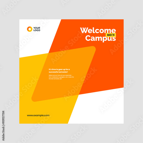 Colorful vector template for college semester announcement featuring customizable sections for text and images.