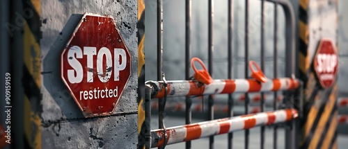 Stop sign and gate barrier combination. 