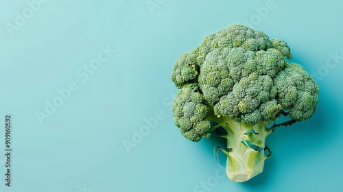 top view a colorful background with fresh green broccoli. The vegetarian or healthful concept of broccoli and cabbage head. Level lie. Copy the area, Generative AI.