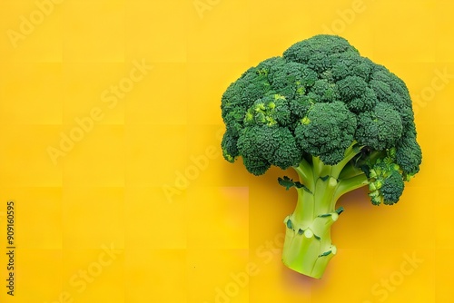 top view a colorful background with fresh green broccoli. The vegetarian or healthful concept of broccoli and cabbage head. Level lie. Copy the area, Generative AI.