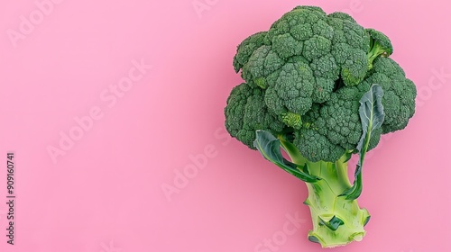 top view a colorful background with fresh green broccoli. The vegetarian or healthful concept of broccoli and cabbage head. Level lie. Copy the area, Generative AI.