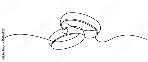 Wedding ring line art style vector illustration