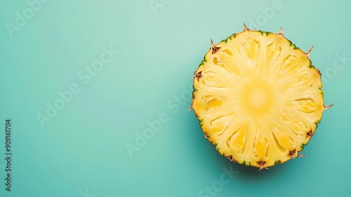 With a pastel background, pineapple With copy space image, pineapple slice cut. Location for inserting graphics or text, Generative AI.
