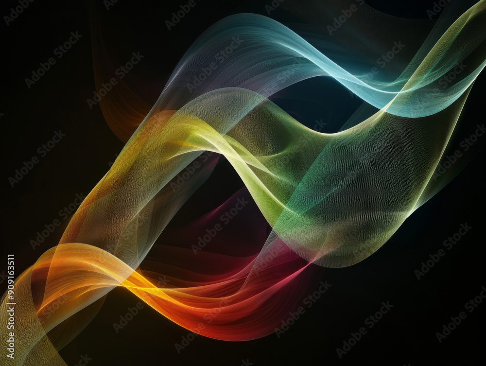 Colorful Motion on Black Background, Generative AI Illustration Colorful Motion on Black Background, Generative AI Illustration