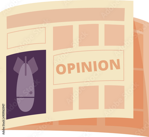 Newspaper cartoon icon. Politic article in daily paper
