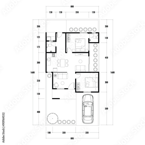 Floor plan blueprint, Figure of the jotting sketch of the construction and the industrial skeleton of the structure and dimensions. vector eps 10.