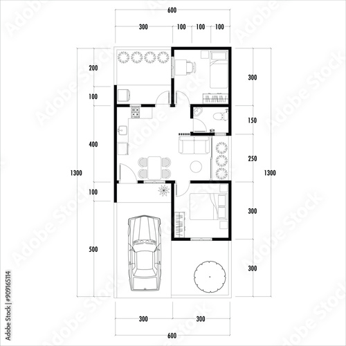 Floor plan blueprint, Figure of the jotting sketch of the construction and the industrial skeleton of the structure and dimensions. vector eps 10.