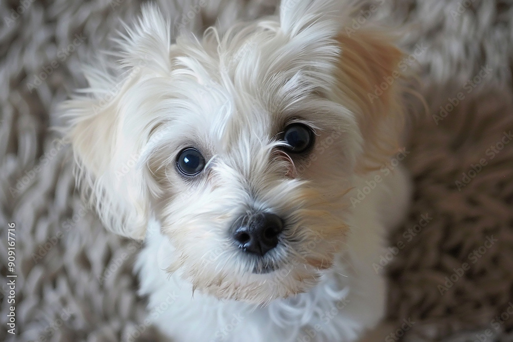 Puppy Maltese Sitting with head tilted to the side Puppy Maltese Sitting with head tilted to the side