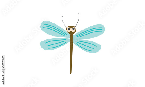 Cute dragonfly cartoon illustration isolated on white background