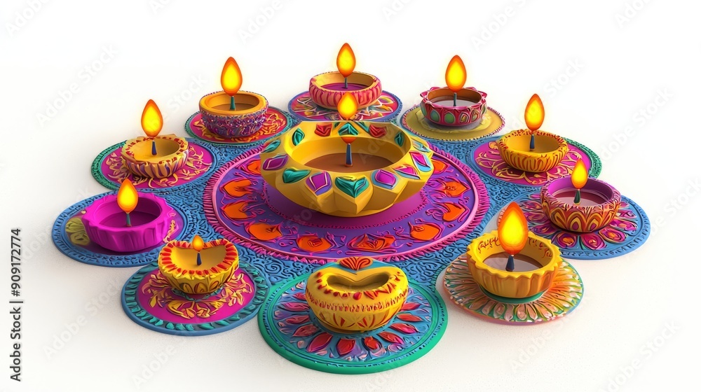 3D Cute Diwali Festival Elements: Oil Lamps & More - Download 3D Cute Diwali Festival Elements: Oil Lamps & More - Download
