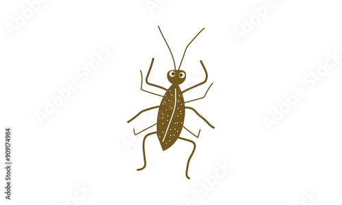 Vector illustration of brown beetle or cockroach