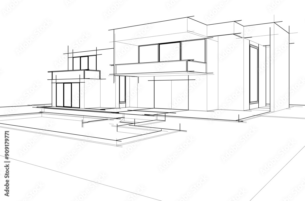 Fototapeta premium architectural sketch of a house