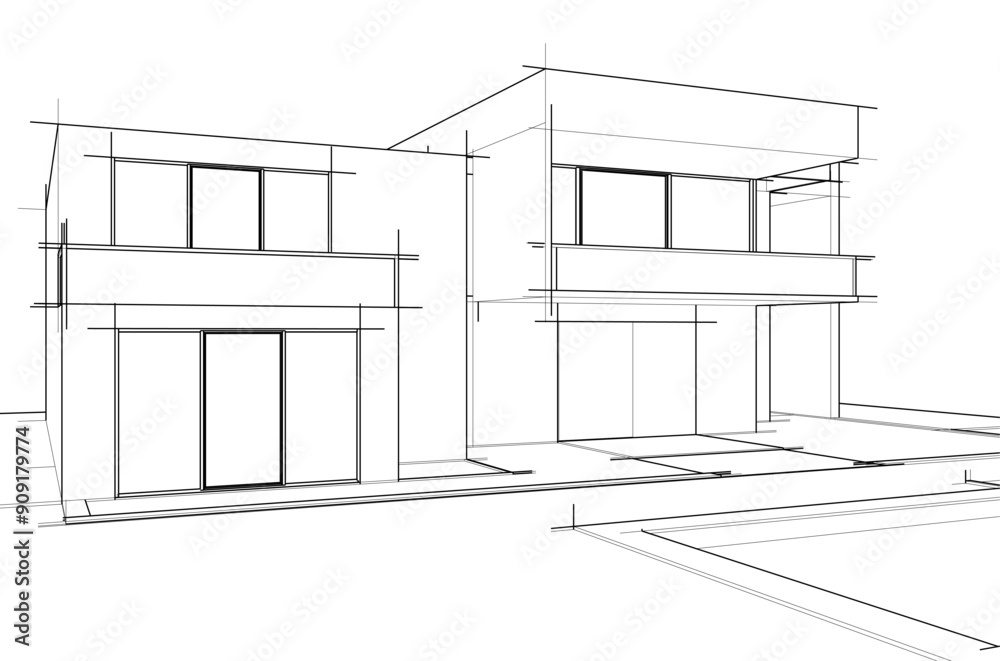 architectural sketch of a house architectural sketch of a house