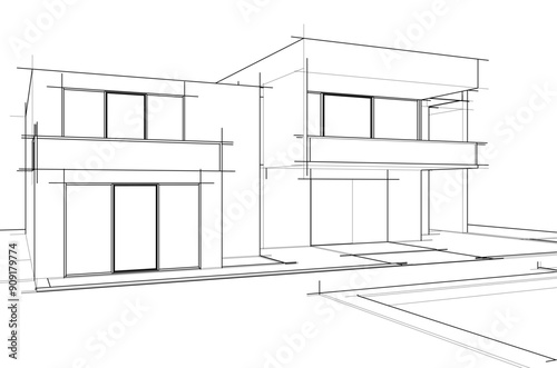 architectural sketch of a house