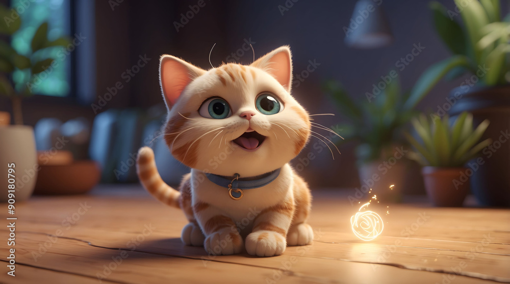 Fototapeta premium cute 3d cat