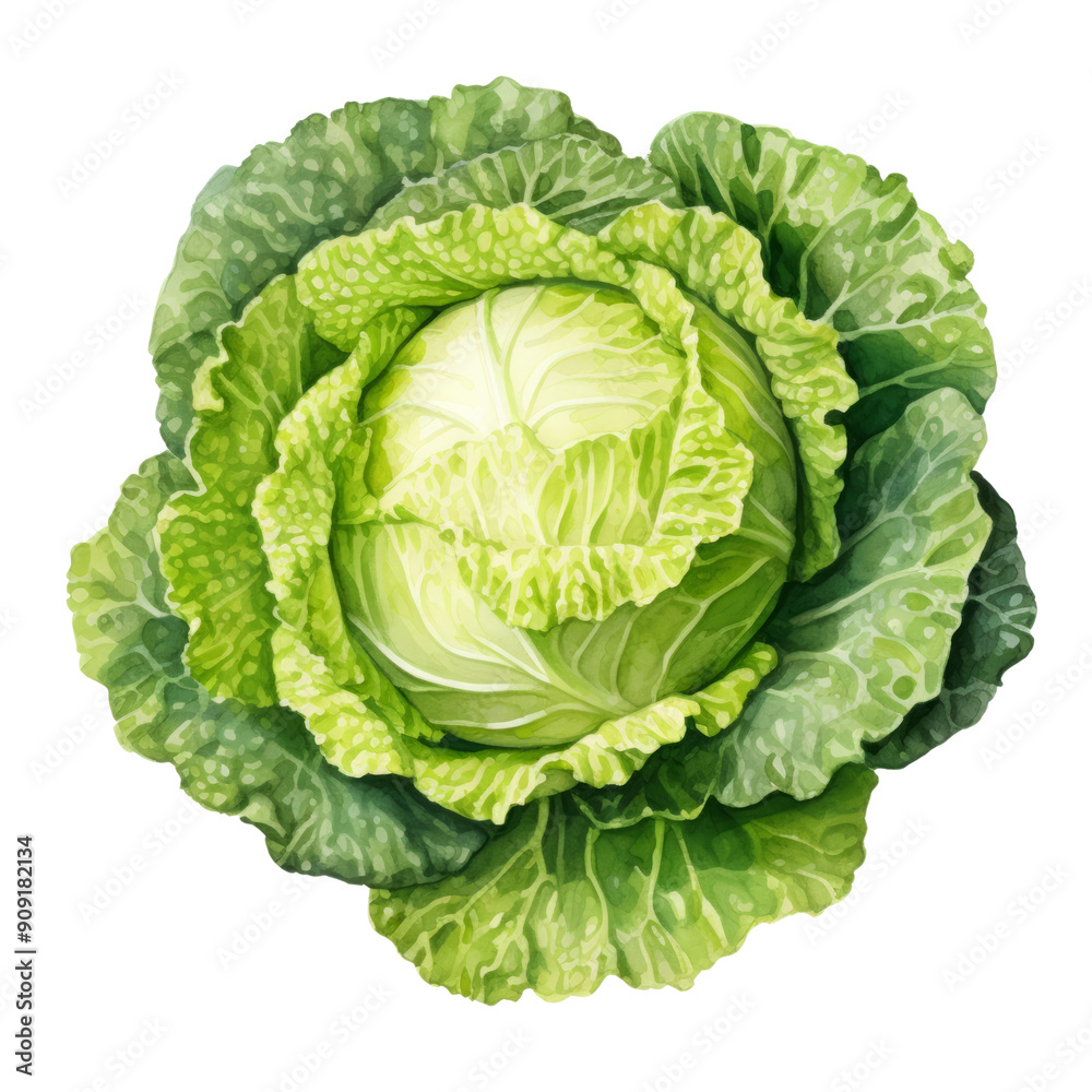 Obraz premium head of cabbage watercolor isolated on transparent background cutout