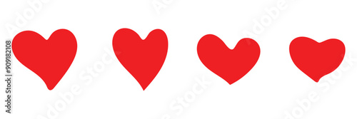 Heart, love, romance or valentine's day red heart. Heart vector icons. Artistic red heart love symbols isolated editable vector.
