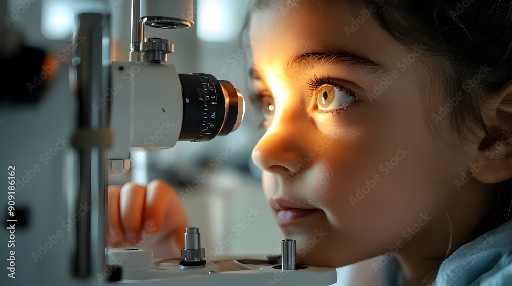Pediatric Patients Intently Observing Eye Examination Using Advanced Ophthalmoscope in Modern Medical Facility Pediatric Patients Intently Observing Eye Examination Using Advanced Ophthalmoscope in Modern Medical Facility