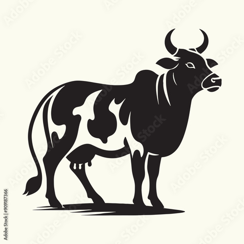 Indian Cow Silhouette Vector Illustration Design