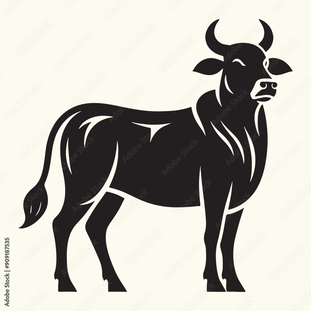 Indian Cow Silhouette Vector Illustration Design Indian Cow Silhouette Vector Illustration Design
