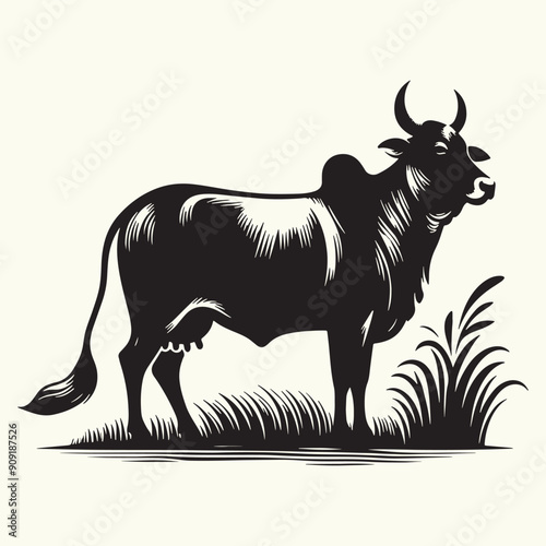 Indian Cow Silhouette Vector Illustration Design
