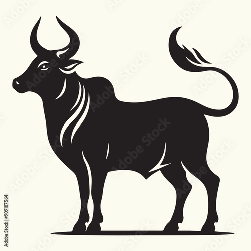 Indian Cow Silhouette Vector Illustration Design