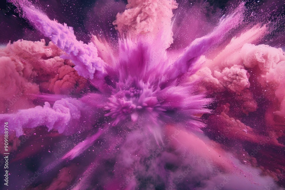 A large explosion of pink and purple smoke, often used as a creative visual effect A large explosion of pink and purple smoke, often used as a creative visual effect